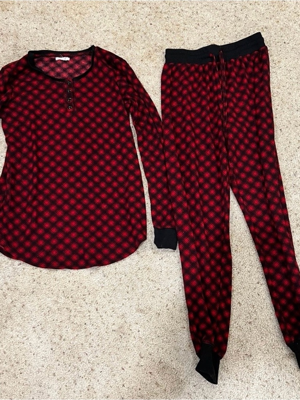 Maurices Red and Black Plaid Pajama Set - Comfortable Sleepwear
